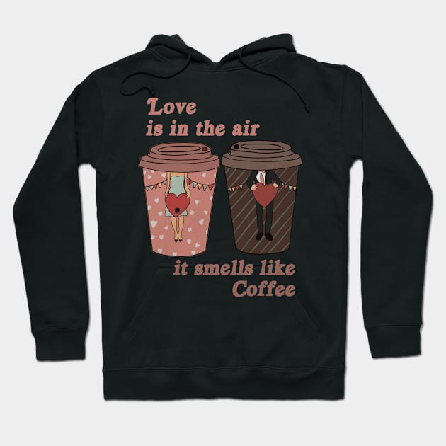 Coffee Love: Brewing Romance, Love Is in the Air Hoodie by i am Cuta